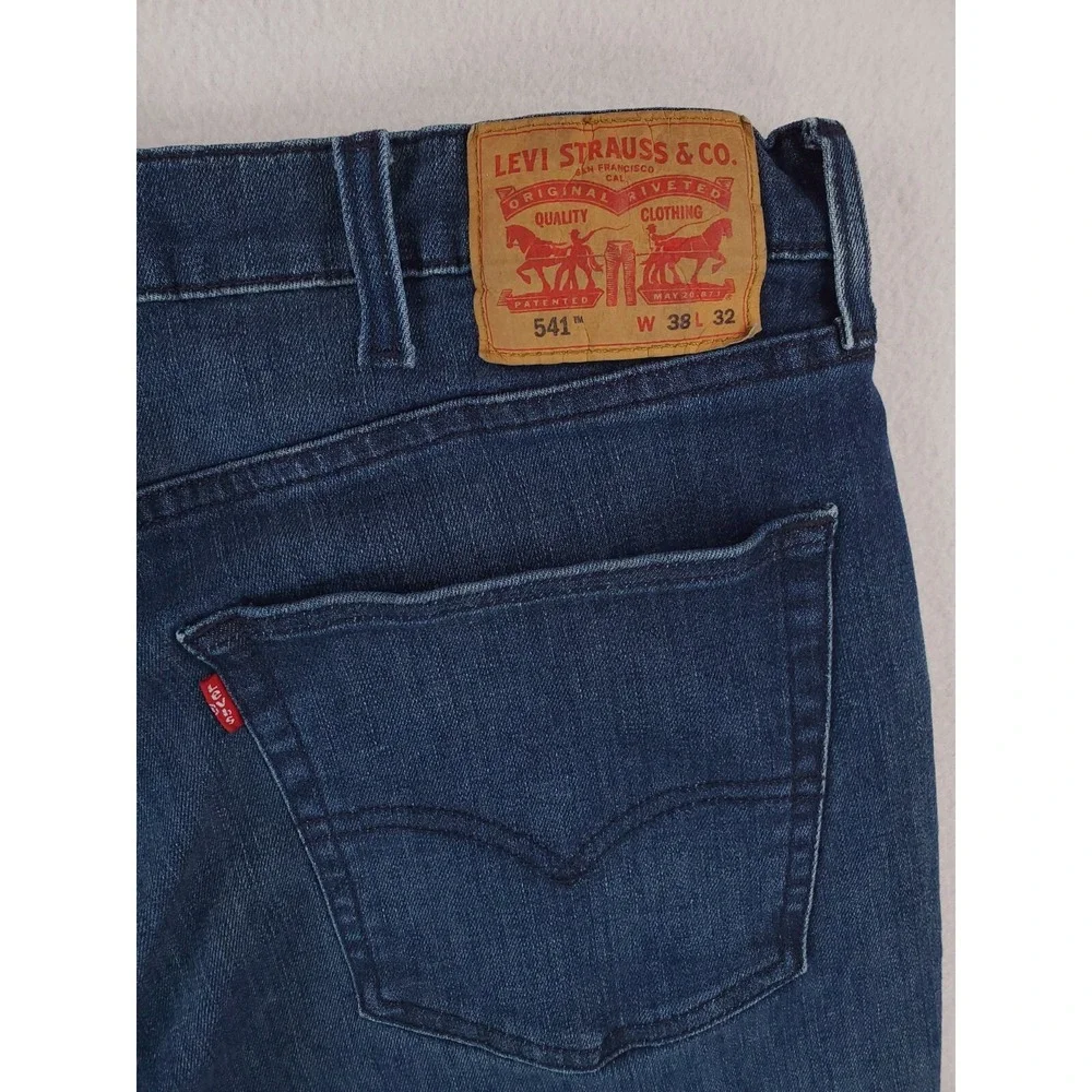 Levis 541 Jeans Mens 38x32 Blue Athletic Tapered Stretch Denim Pants Red Tab